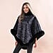 LA MAREY Leopard Pattern Faux Fur Poncho Light Blue 