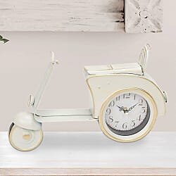 Vintage Cream & Gold Scooter Mantel Clock ( Size 30X19X5 CM) - Cream