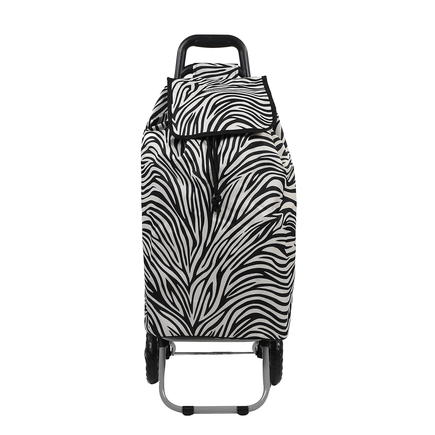 Zebra Print Shopping Trolley Bag (Size 62x35x25Cm) - Black and White