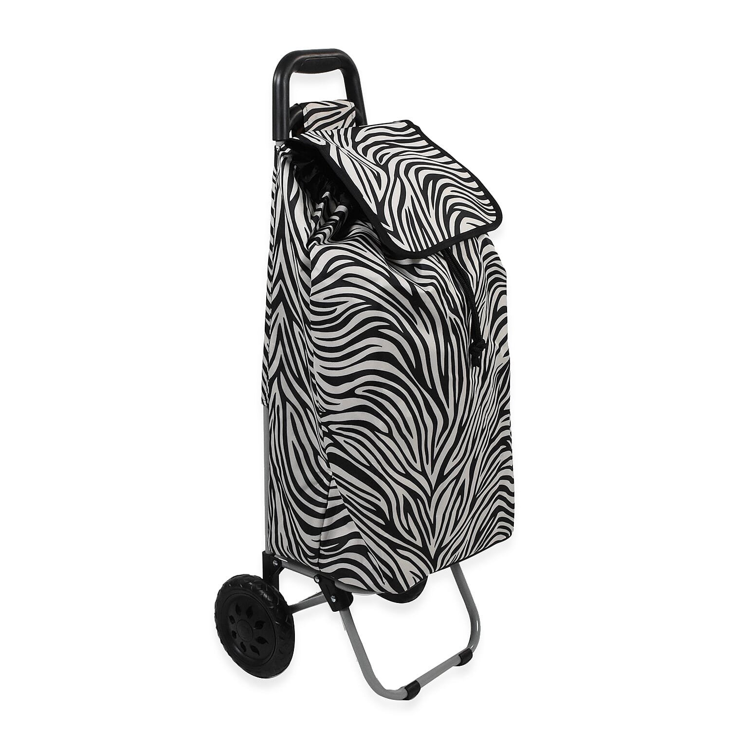 Zebra Print Shopping Trolley Bag (Size 62x35x25Cm) - Black and White