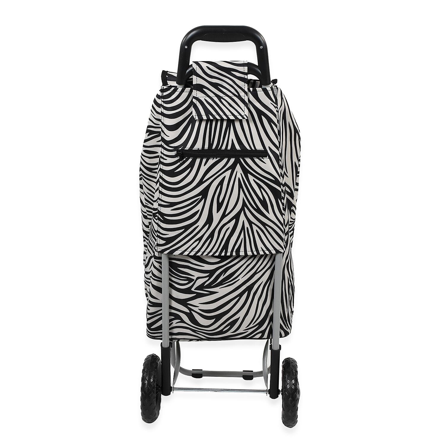 Zebra Print Shopping Trolley Bag (Size 62x35x25Cm) - Black and White
