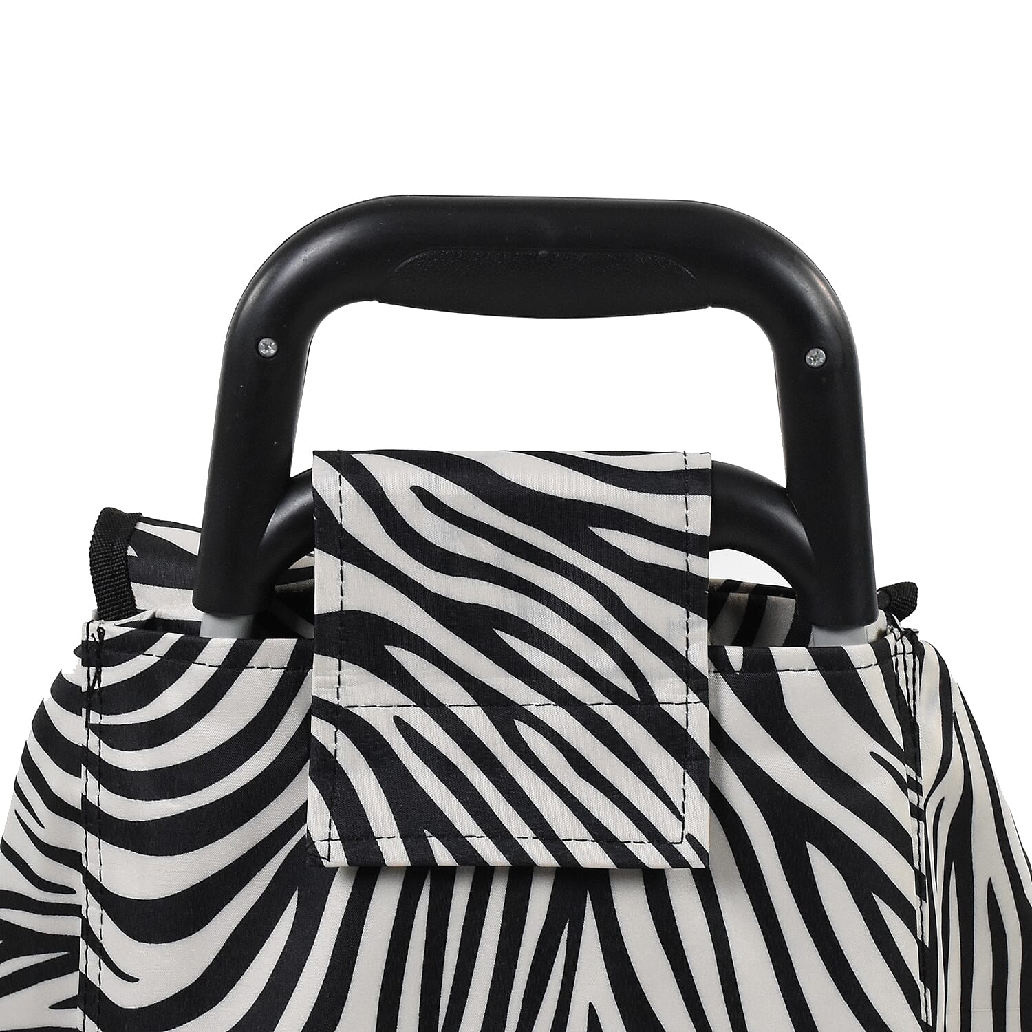 Zebra Print Shopping Trolley Bag (Size 62x35x25Cm) - Black and White