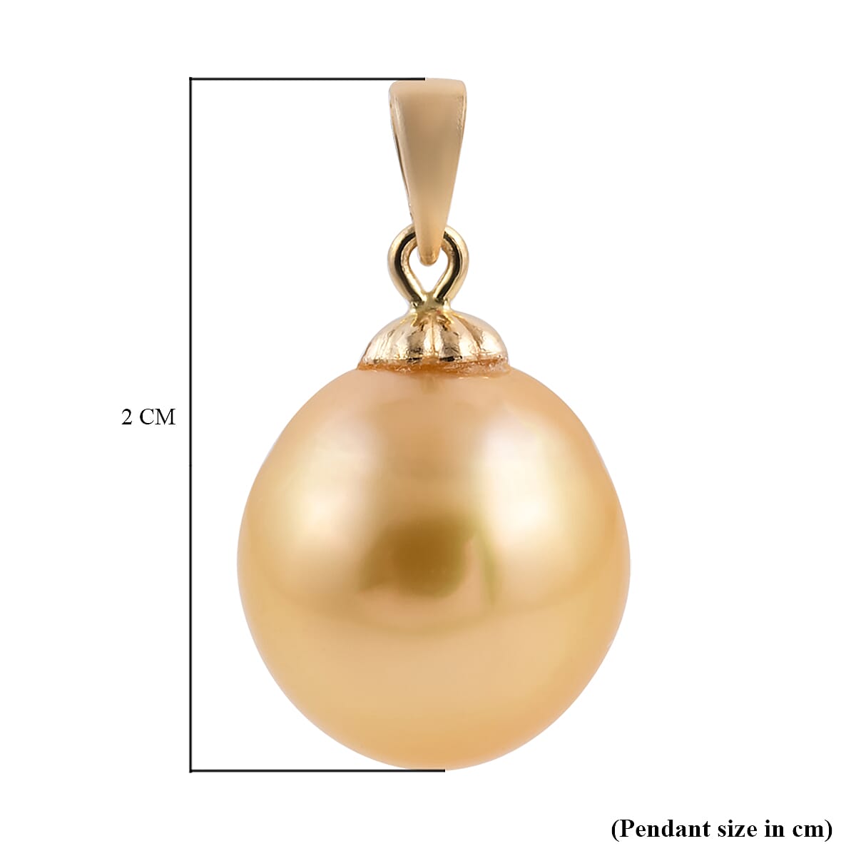 ILIANA 18K Yellow Gold Golden South Sea Pearl Pendant.