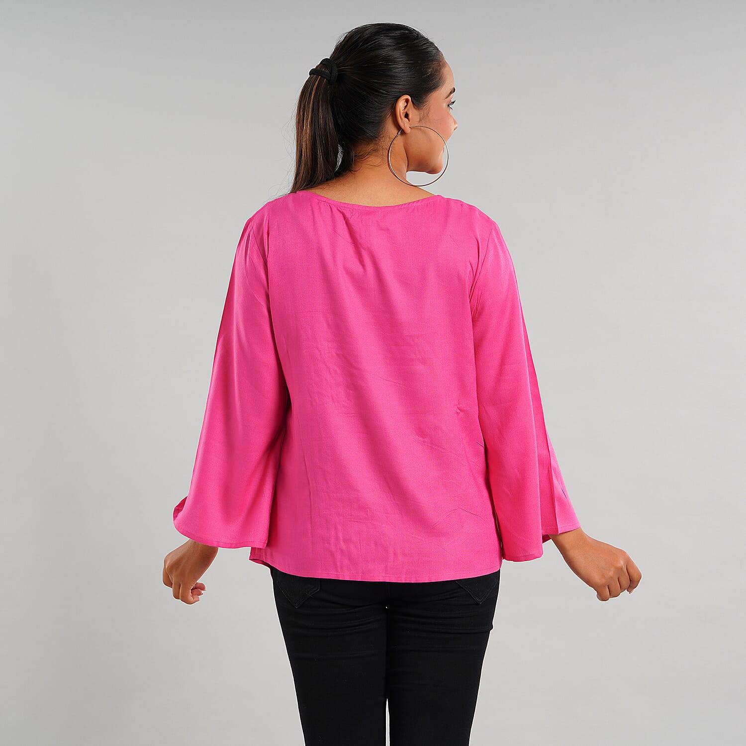 JOVIE 100% Viscose Floral Embroidery Women Kimono Top - Blue