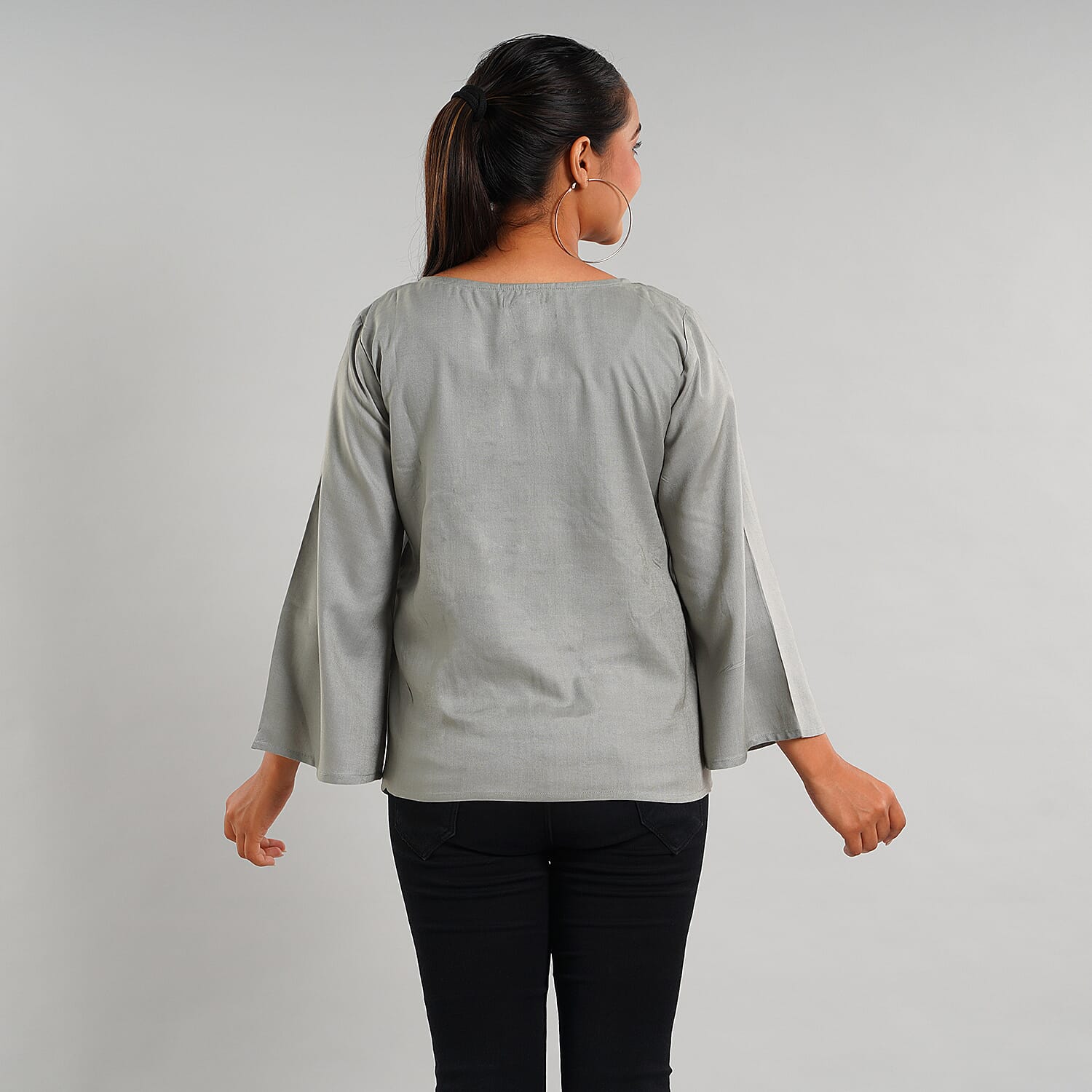 JOVIE 100% Viscose Floral Embroidery Women Kimono Top - Blue