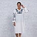 TAMSY Cotton Embroidered V Neck Top - Blue