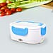 Portable Electric Heating Lunch Box in White & Blue (Size:23.5x16.5x10.5cm)