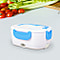 Portable Electric Heating Lunch Box in White & Blue (Size:23.5x16.5x10.5cm)