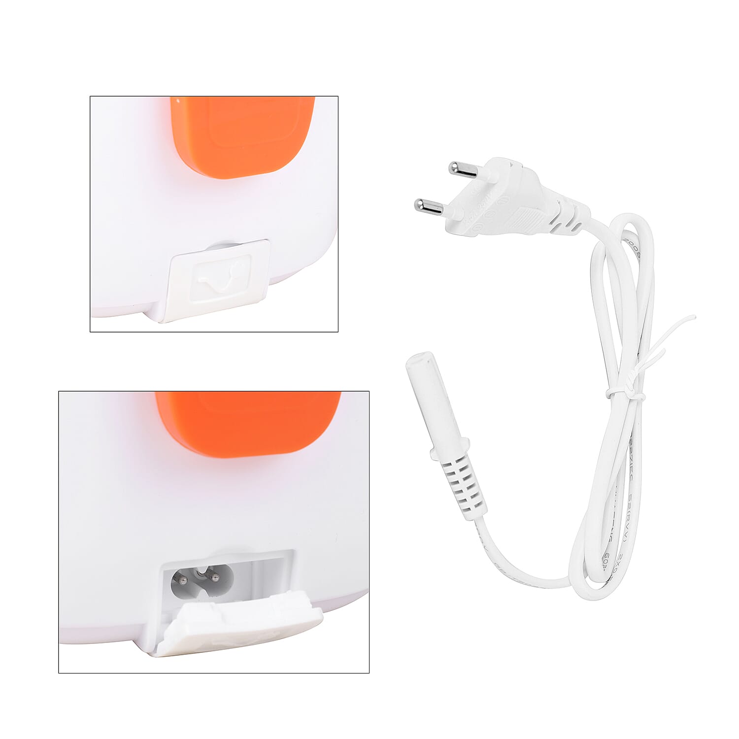 Portable Electric Heating Lunch Box in White & Orange (Size-23.5x16.5x10.5cm)
