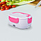 Portable Electric Heating Lunch Box in White & Pink (Size:23.5x16.5x10.5cm)