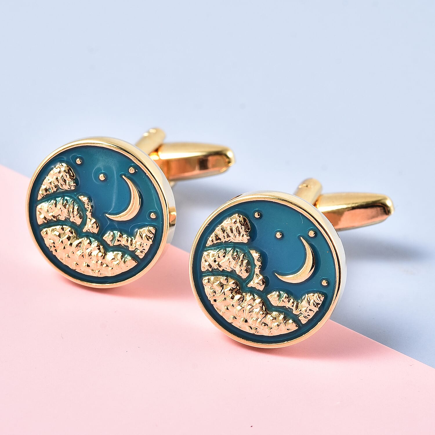 Midnight Sky Cuff Links in Gold Tone