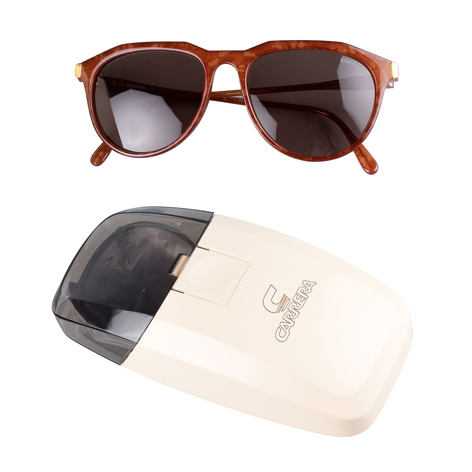 CARRERA Retro Acetate Sunglasses with Brown Lenses & Brown Gold Frame