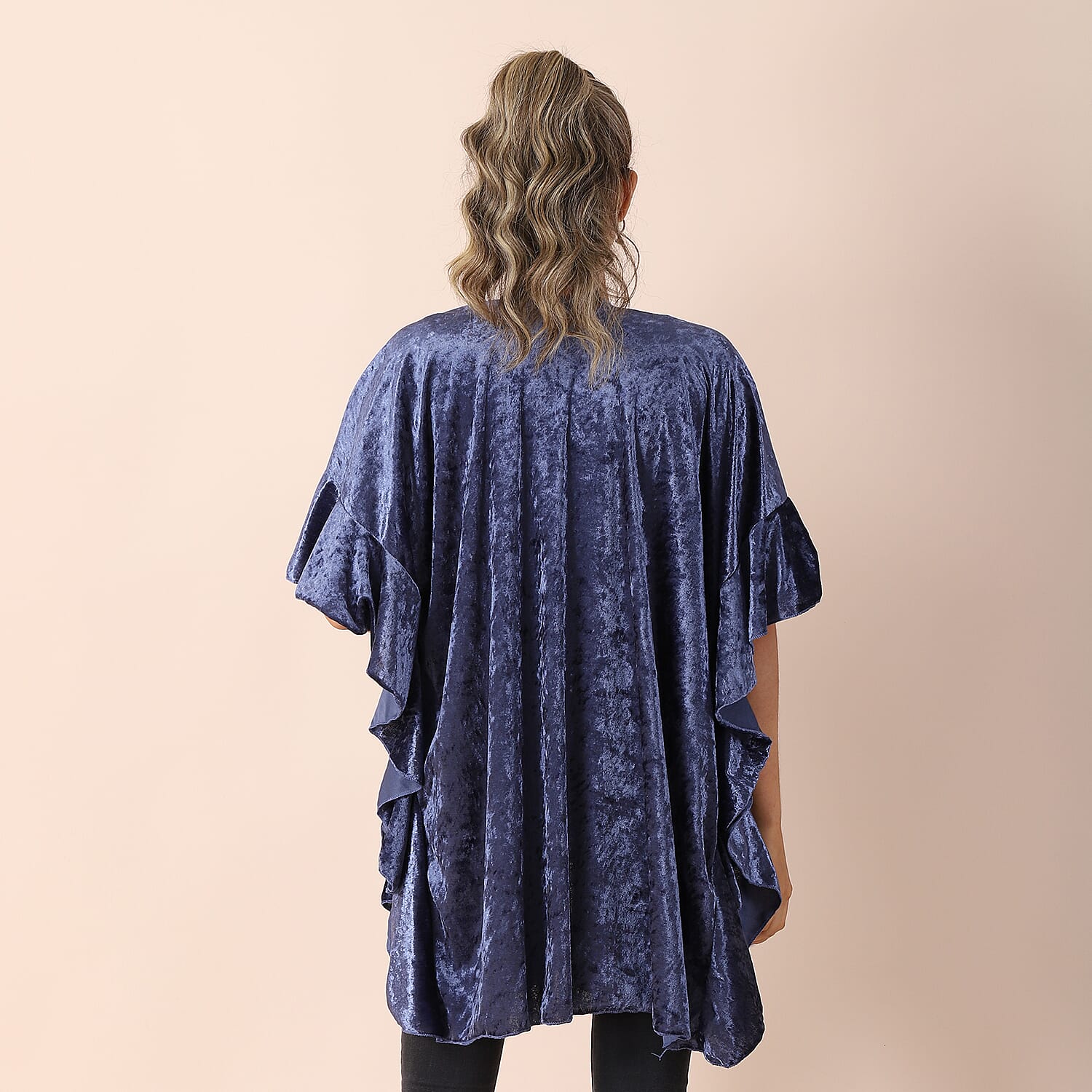 Velvet Kimono with Falbala Sleeve - Violet