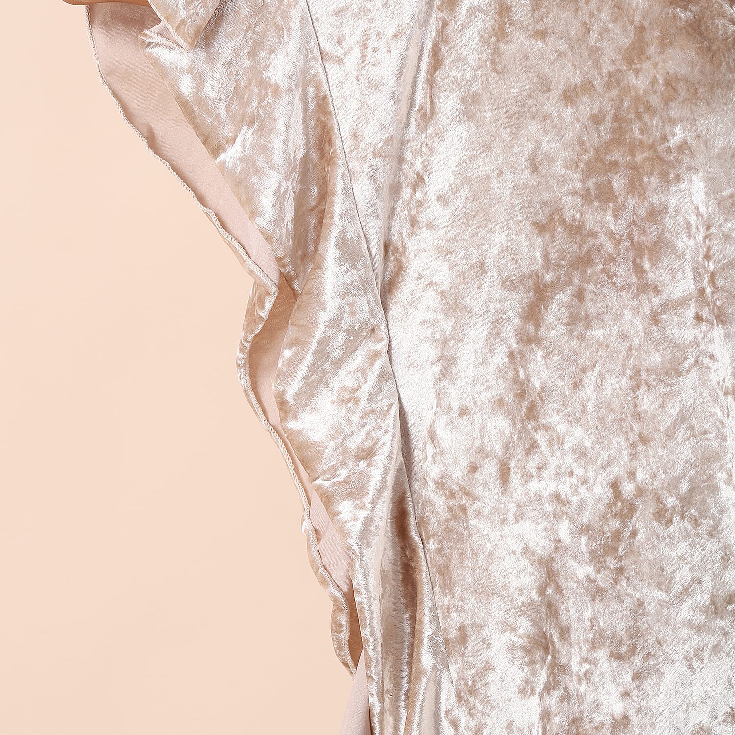 Falbala Sleeves Velvet Kimono (Size 83x70 Cm) - Off White