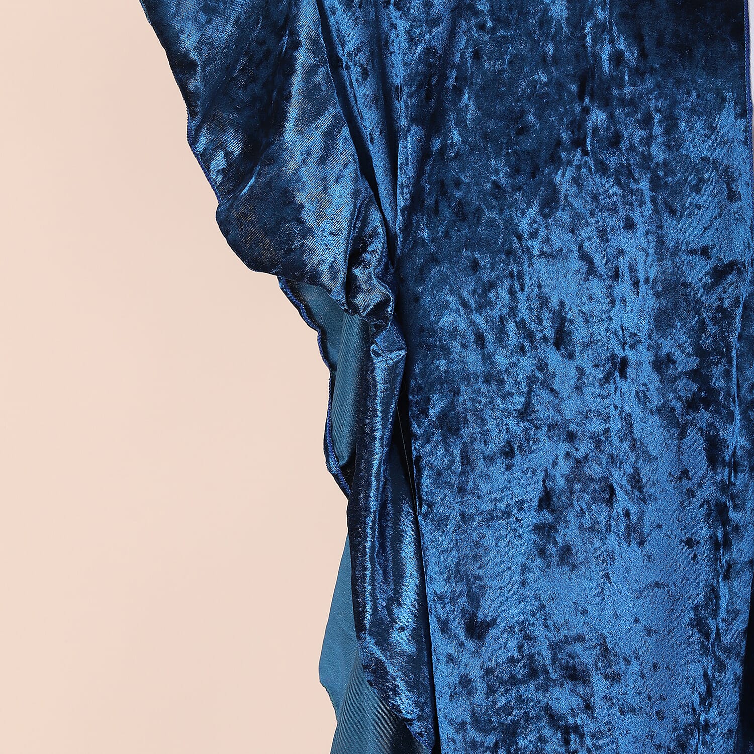 Falbala Sleeves Velvet Kimono (Size 83x70 Cm) - Royal Blue