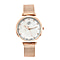 GENOA Japanese Movement White Dial Diamond Studded Water Resistant Watch with Mesh Belt in Rose Gold Tone