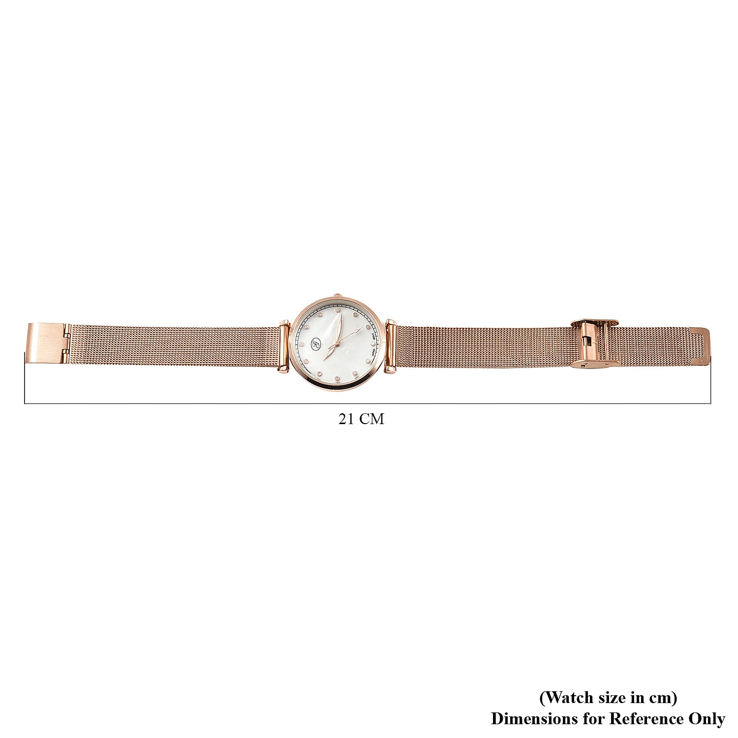 GENOA Japanese Movement White Dial Diamond Studded Water Resistant Watch with Mesh Belt in Rose Gold Tone