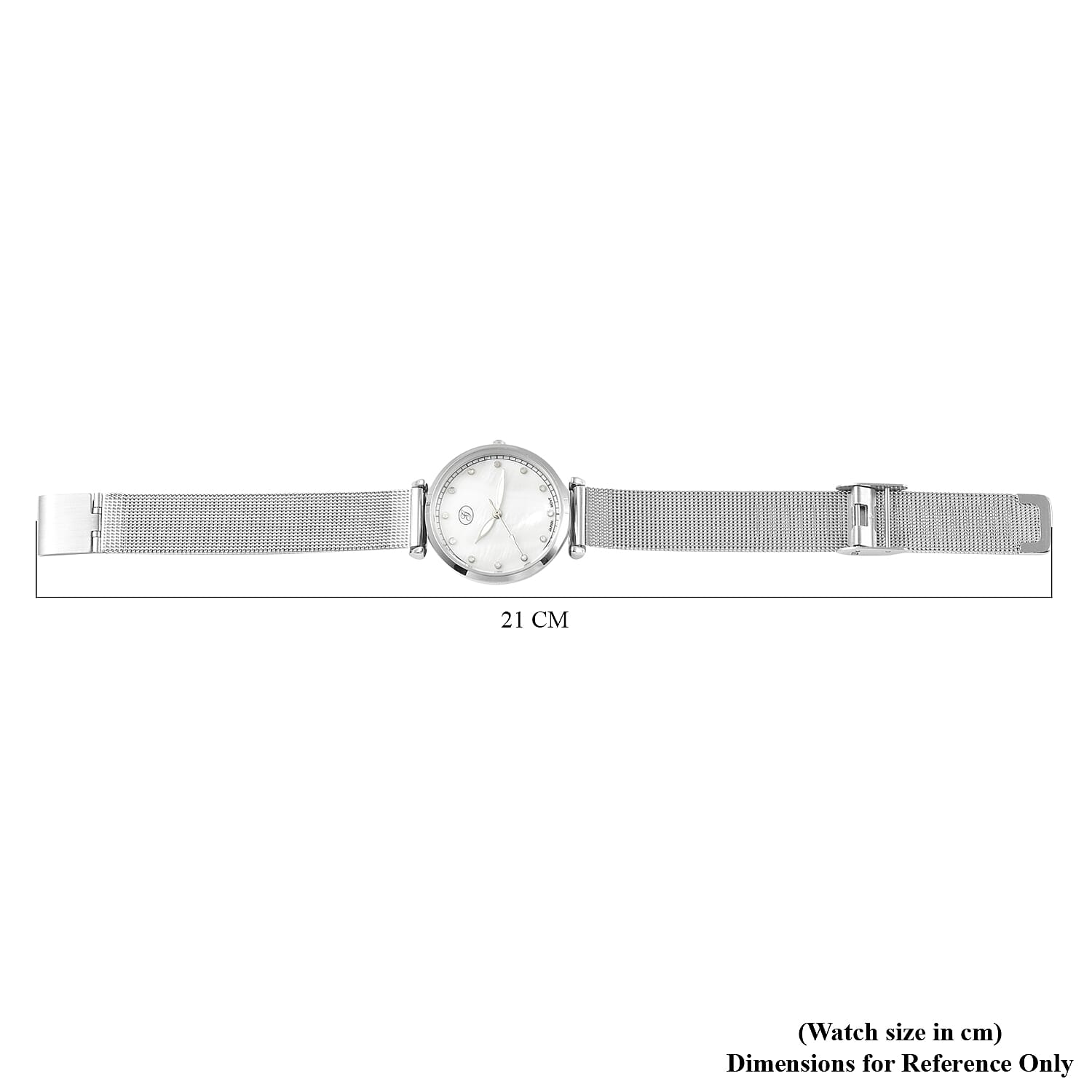 GENOA Japanese Movement White Dial Diamond Studded Water Resistant Watch with Mesh Belt in Silver Tone