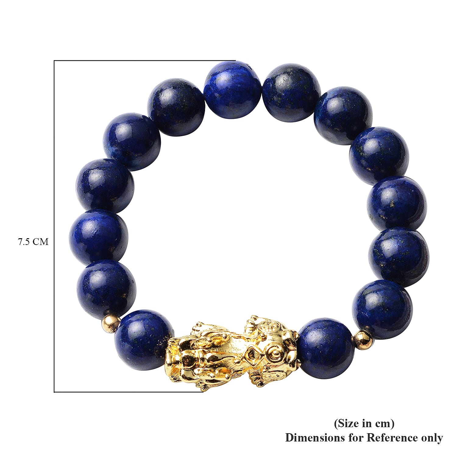 Lapis Lazuli Stretchable Bracelet (Size - 6.5 -7) in Gold Tone