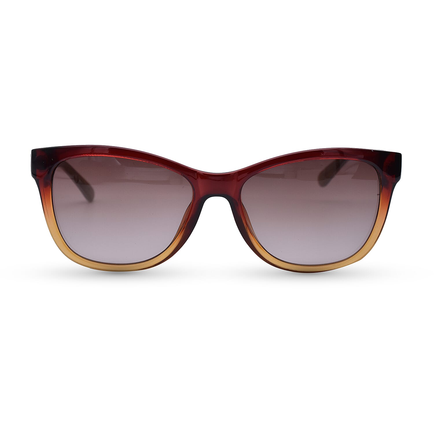 GUESS Red Brown Square Sunglasses with Brown Gradient Lenses