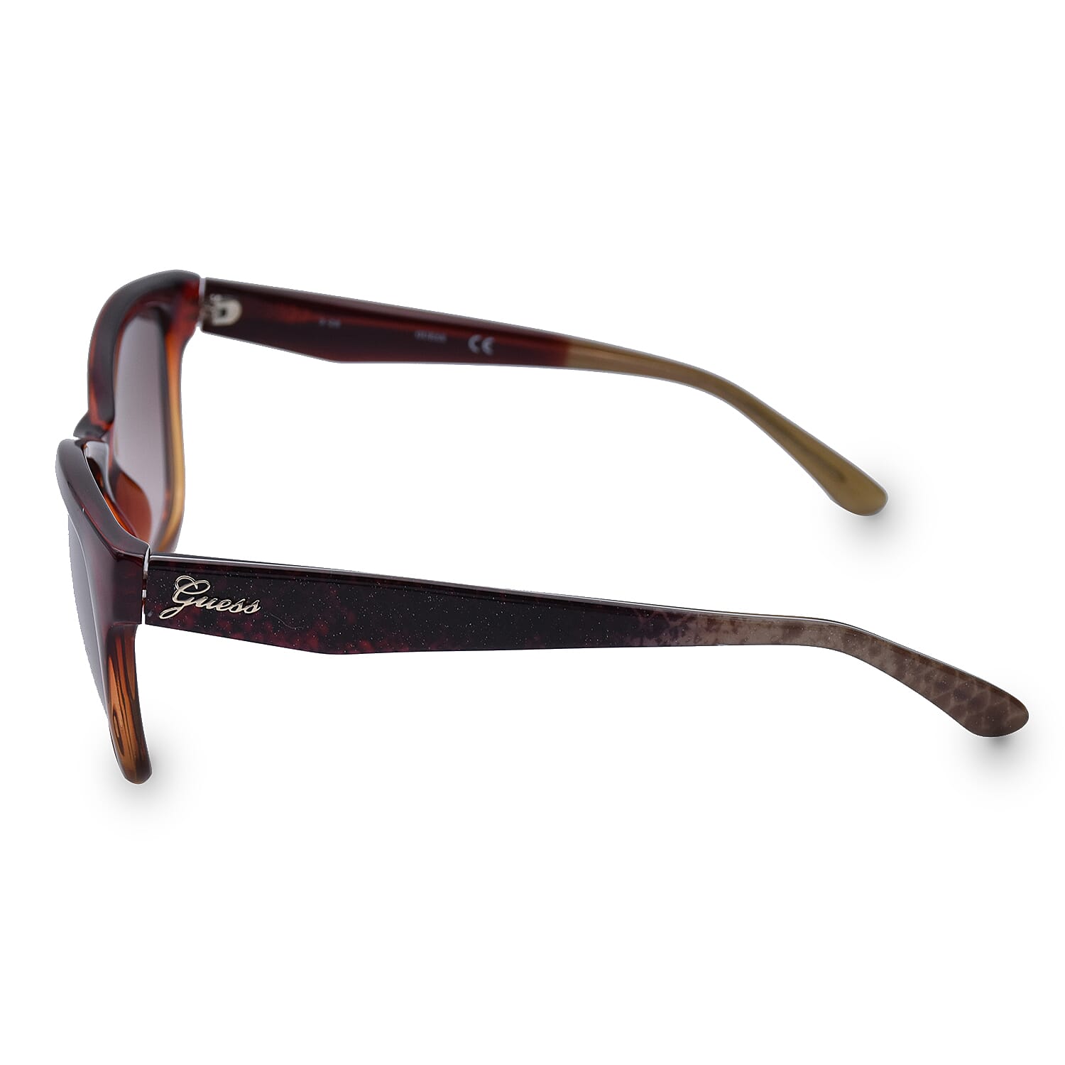 GUESS Red Brown Square Sunglasses with Brown Gradient Lenses