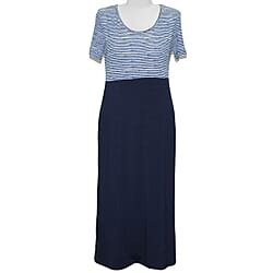 SUGARCRSIP Short Sleeve T-Shirt Maxi Dress in Navy (Size L)