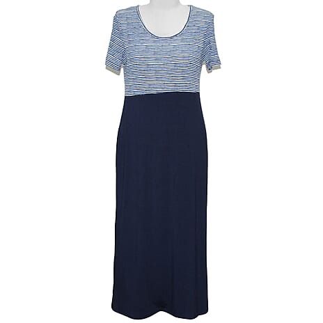SUGARCRSIP Short Sleeve T-Shirt Maxi Dress in Navy (Size XL)