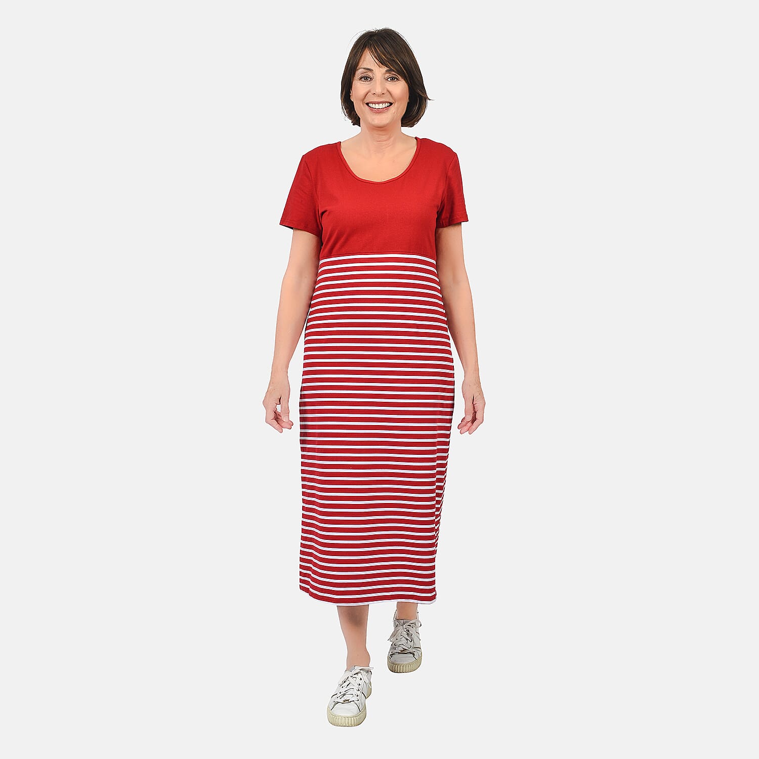 SUGARCRSIP Short Sleeve T-Shirt Maxi Dress in Red (Size S)