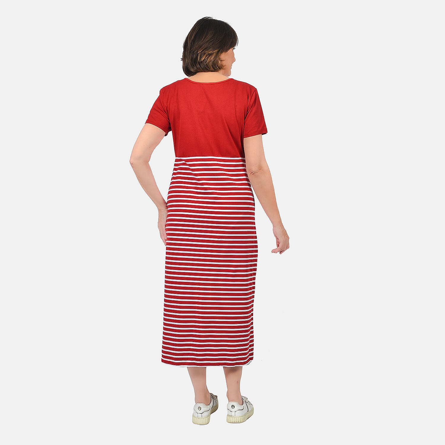 SUGARCRSIP Short Sleeve T-Shirt Maxi Dress in Red (Size S)