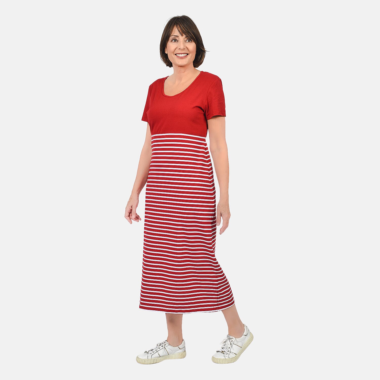 SUGARCRSIP Short Sleeve T-Shirt Maxi Dress in Red (Size S)