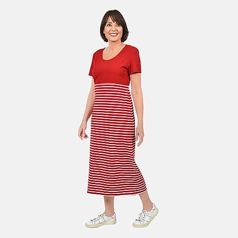Sugar Crisp Short Sleeve T-Shirt Maxi Dress in Red (Size S)