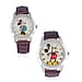 2 Piece Set - Retro Disney Mickey and Minnie Watch Set with Brown Colour Strap