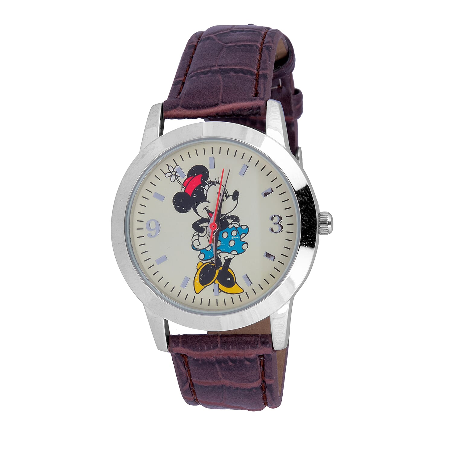 2 Piece Set - Retro Disney Mickey and Minnie Watch Set with Brown Colour Strap