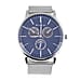 Thomas Calvi Navy Dial Mens Watch with Mesh Style Stainless Steel Strap in Silver Tone