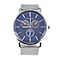 Thomas Calvi Navy Dial Mens Watch with Mesh Style Stainless Steel Strap in Silver Tone