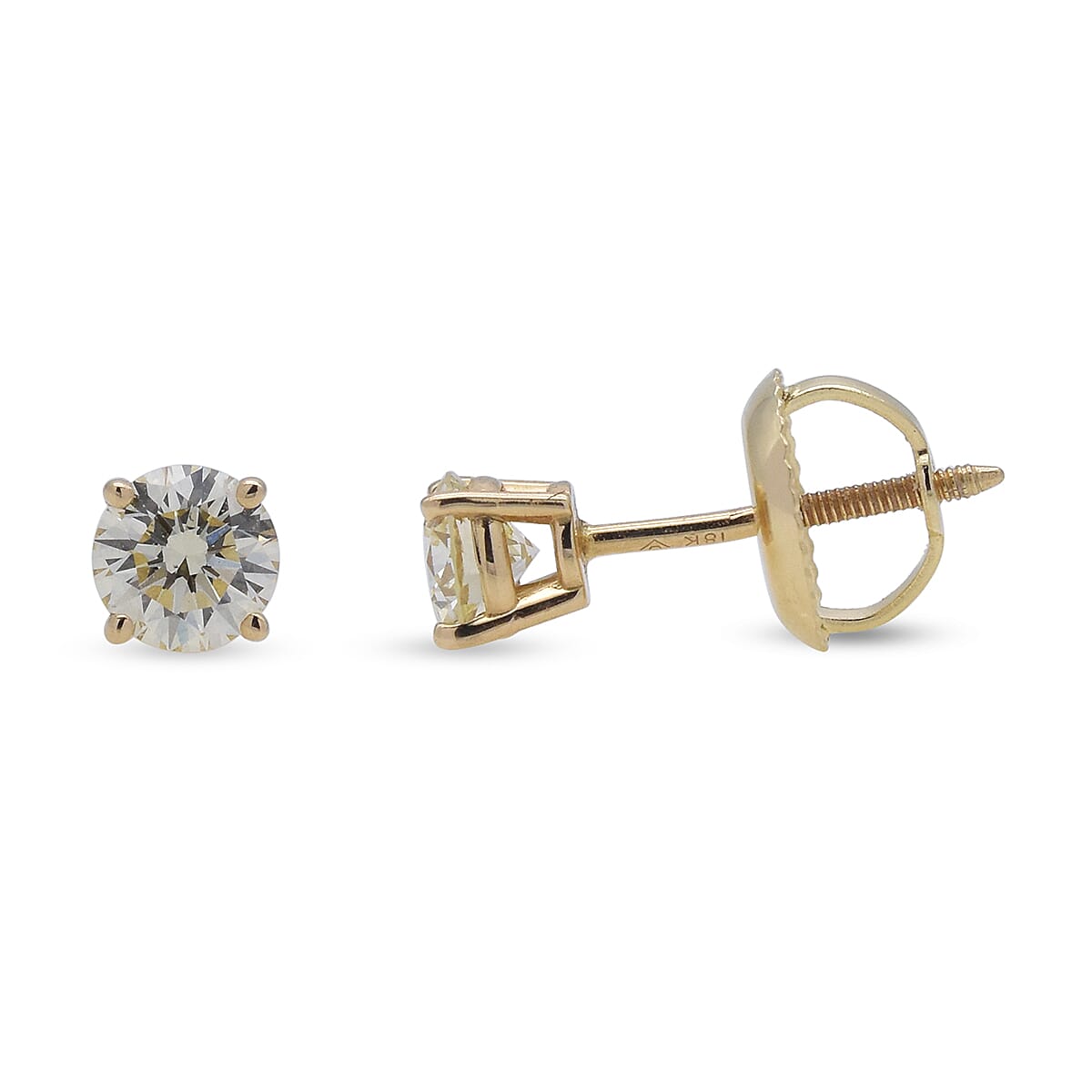 New York Close Out - ILIANA 18K Yellow Gold Natural Yellow Diamond (VS) Stud Earrings ( with Screw Backs)  0.50 Ct.