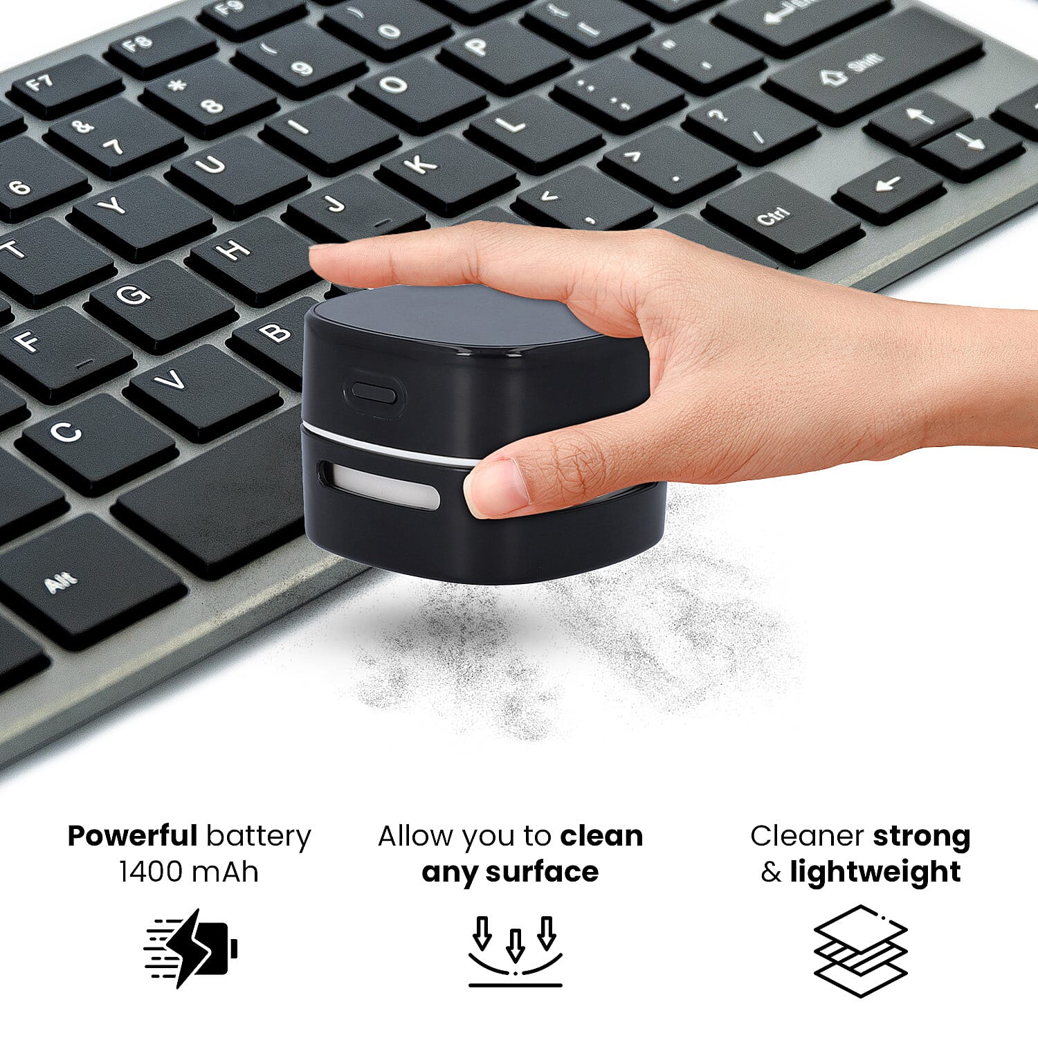 BRAND NEW - Mini Table Vacuum Cleaner - Black (Size: L8xW8xH6 cm)