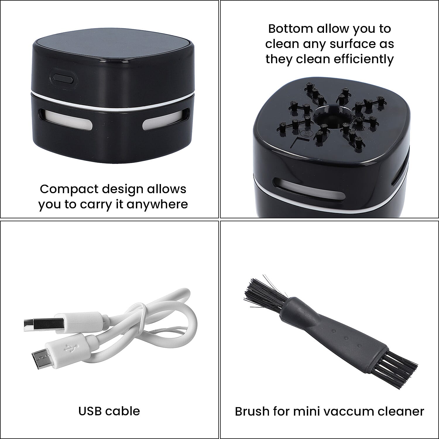 BRAND NEW - Mini Table Vacuum Cleaner - Black (Size: L8xW8xH6 cm)