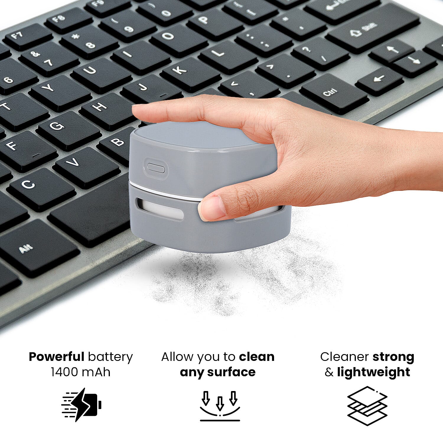 Mini Table Vacuum Cleaner - Grey (Size: L8xW8xH6 cm)