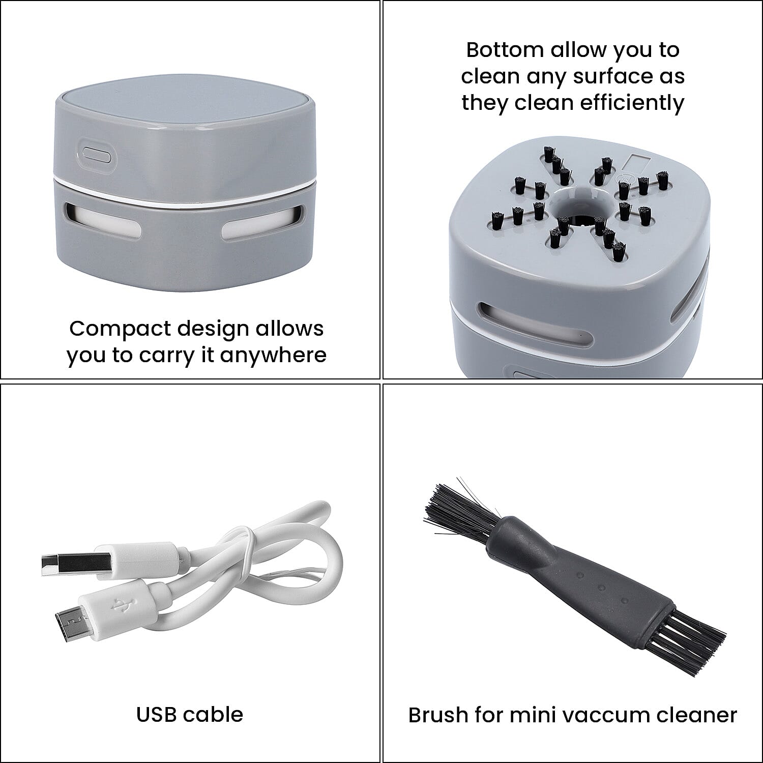 Mini Table Vacuum Cleaner - Grey (Size: L8xW8xH6 cm)