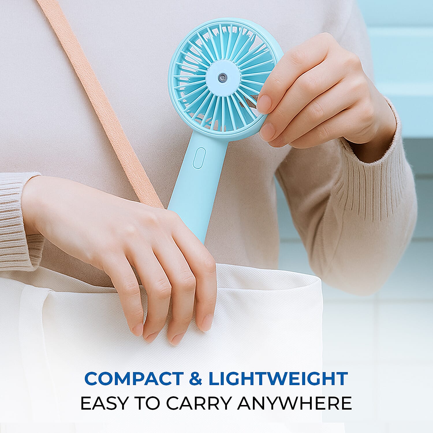 2 in 1 Mist Spray Fan with Detachable Base (Size 19.7x10.5x4.3cm) - Blue