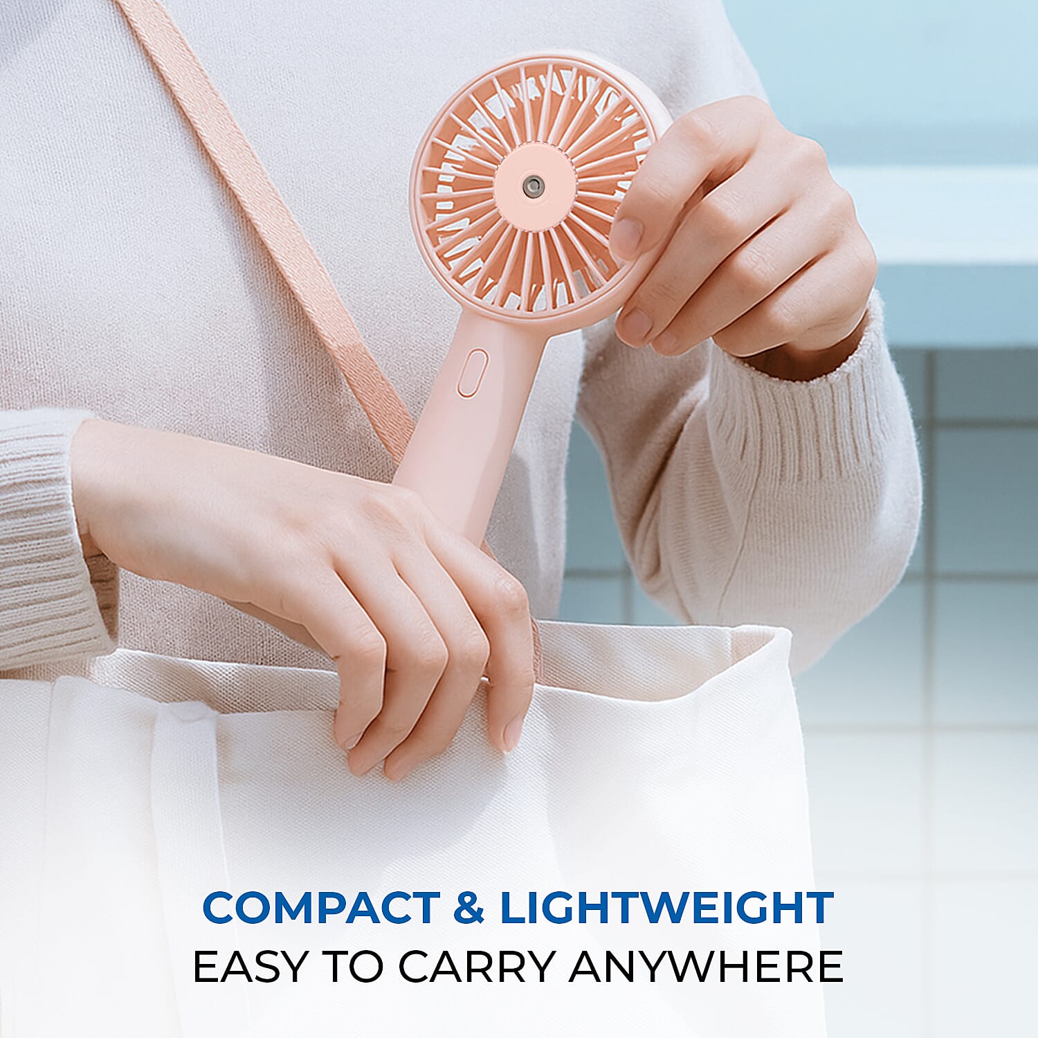 2 in 1 Mist Spray Fan with Detachable Base (Size 20x11x4 cm) - Pink -  USB Charged