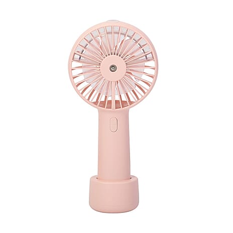 2 in 1 Mist Spray Fan with Detachable Base (Size 20x11x4 cm) - Pink -  USB Charged