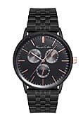 Thomas Calvi Black Tone Case Mens Watch with Stainless Steel Chain Strap in Black Tone