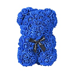 Handcrafted Rose Flower Bear with Bow - Pink