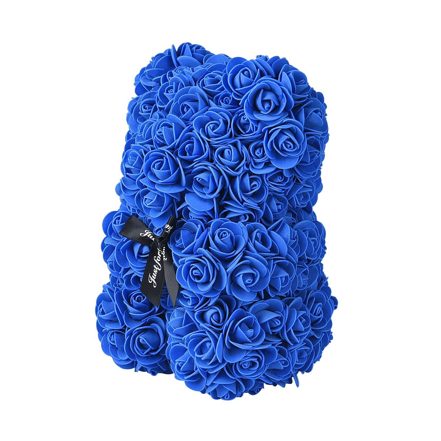 Handcrafted Rose Flower Bear with Bow - Pink