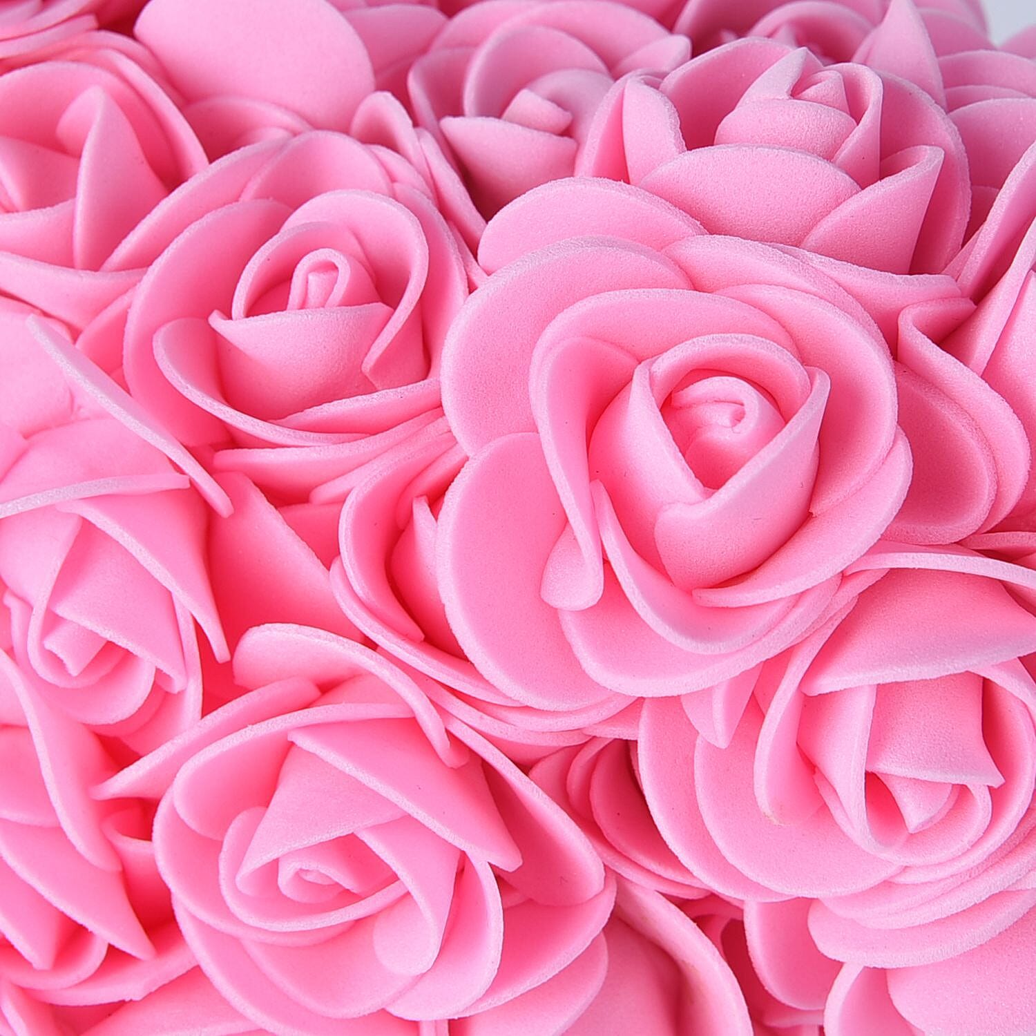 Handcrafted Rose Flower Bear with Bow - Pink