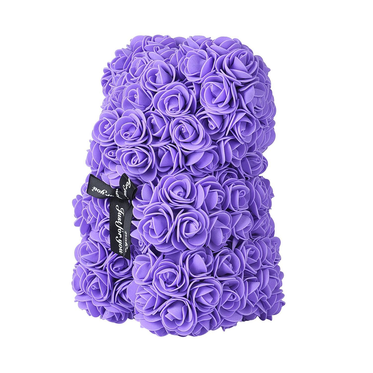 Handcrafted Rose Flower Bear with Bow - Pink