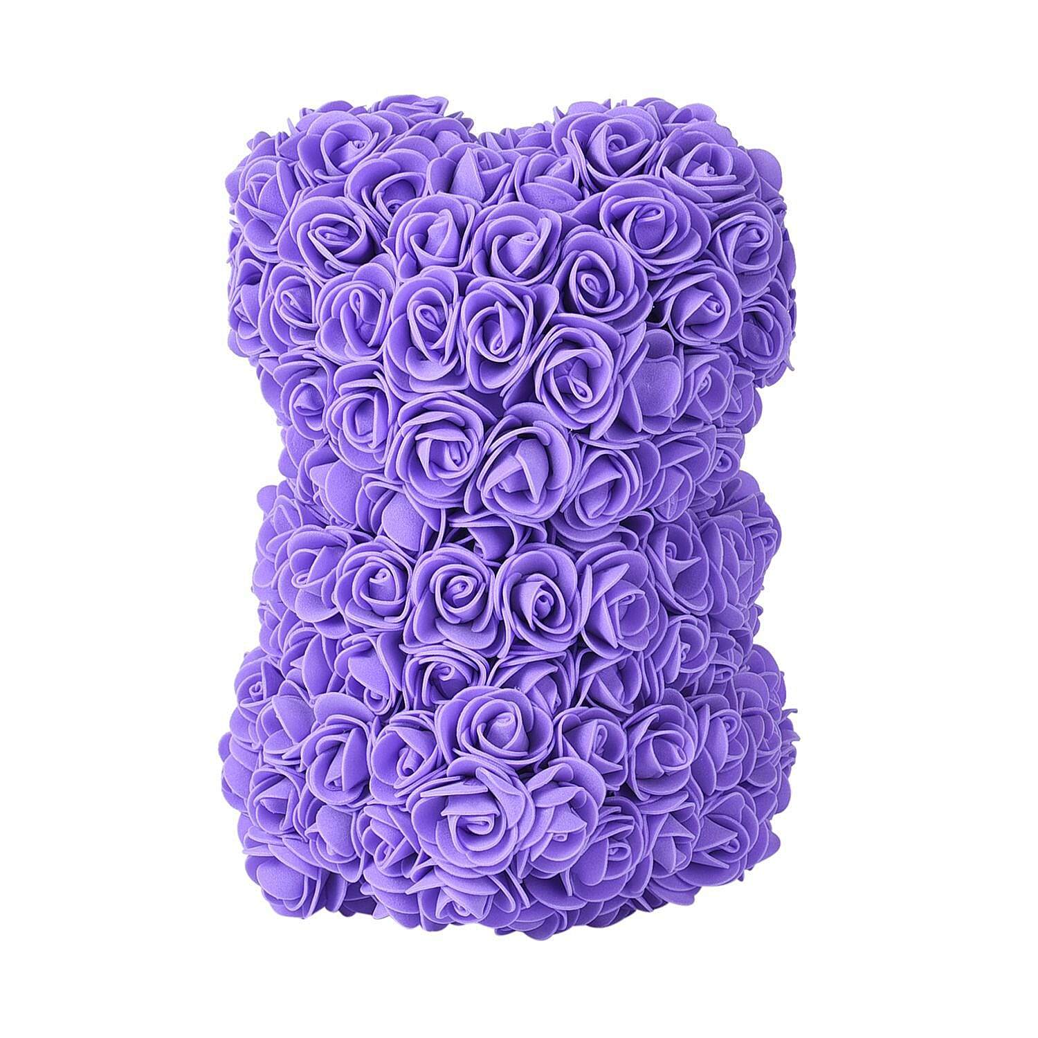 Handcrafted Rose Flower Bear with Bow - Pink