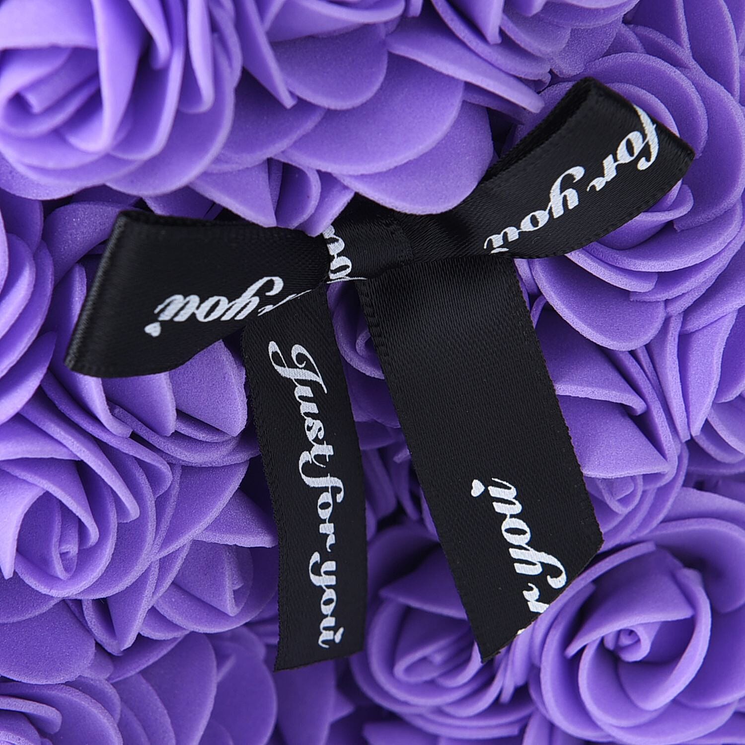 Handcrafted Rose Flower Bear with Bow - Pink